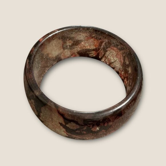 Vintage Estate Floral Glitter Resin Bangle Bracelet - Picture 4 of 4